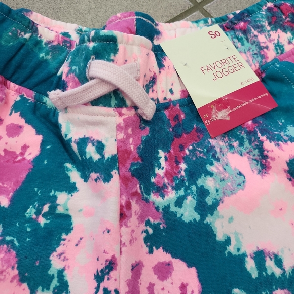 NWT Girls XL(14/16) So Favorite Jogger Sweatpants Tie-Dye Pink Teal - Picture 5 of 8